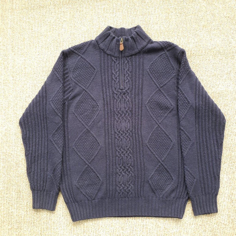 SOLD ๐ Lambs Wool Chunky Knit Fisherman Sweater Men's Large - Picture 9 of 9